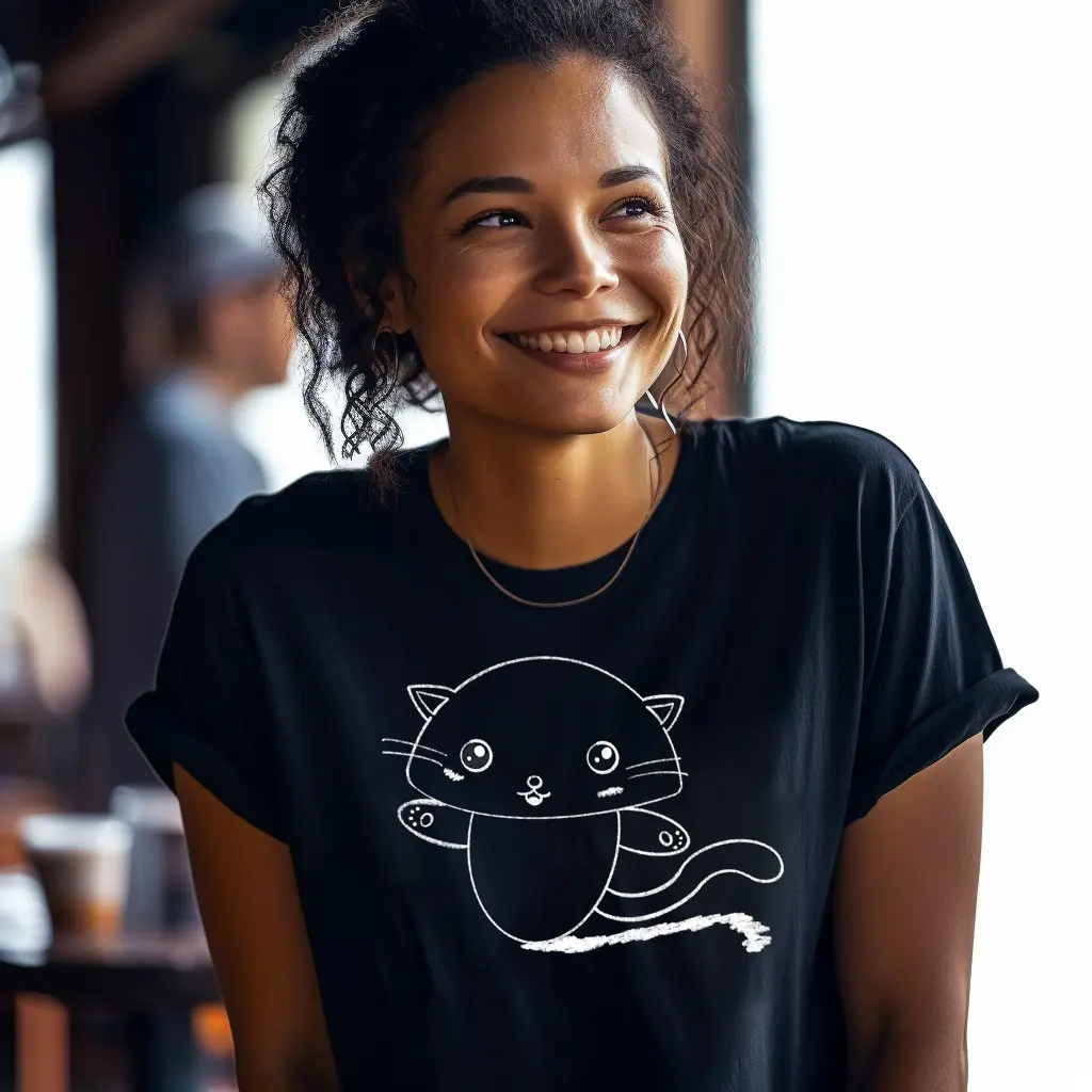 Blasian Black Cat Pastel Tee